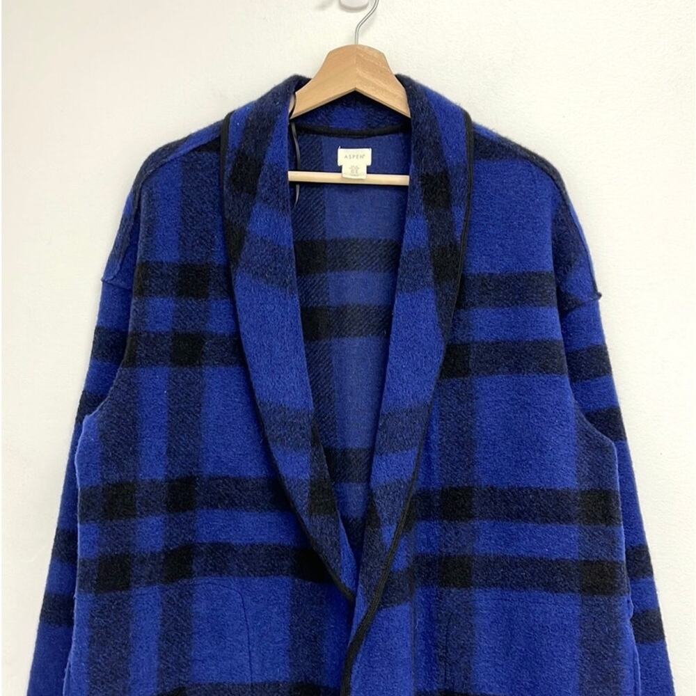 Nordstrom Aspen Oversized Plaid Wool-Blend Open Front Cozy Cabin Shacket - Med - Picture 4 of 9